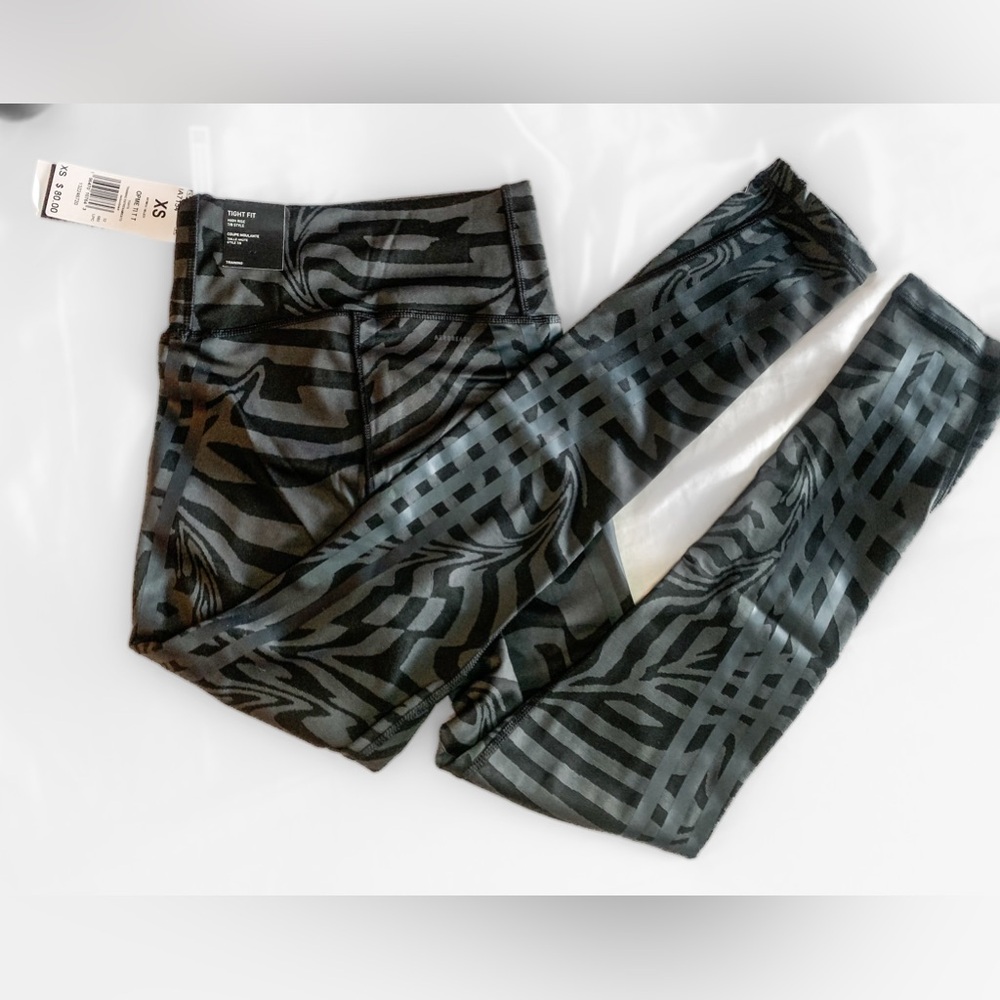 NWOT adidas Optime Trainicon Jaquard 3-Stripe Performance Leggings High Waist XS